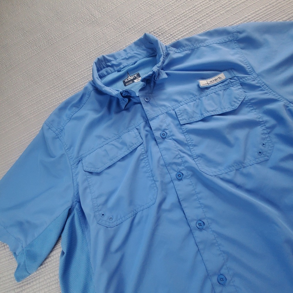 Habit Mens Short Sleeve Vented Fishing Shirt Blue TS12489 Size L